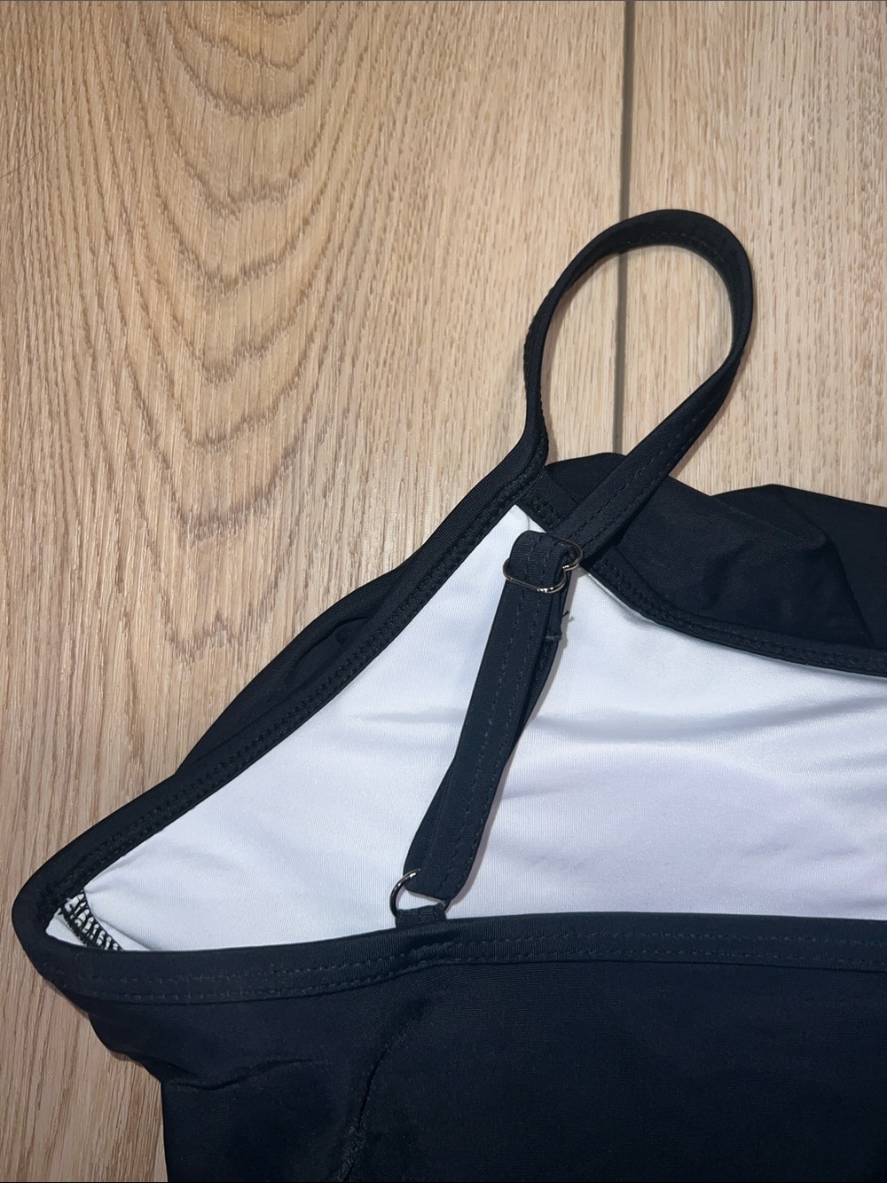 Black Ruffle Swim Cami with Adjustable Straps - Picture 5 of 8